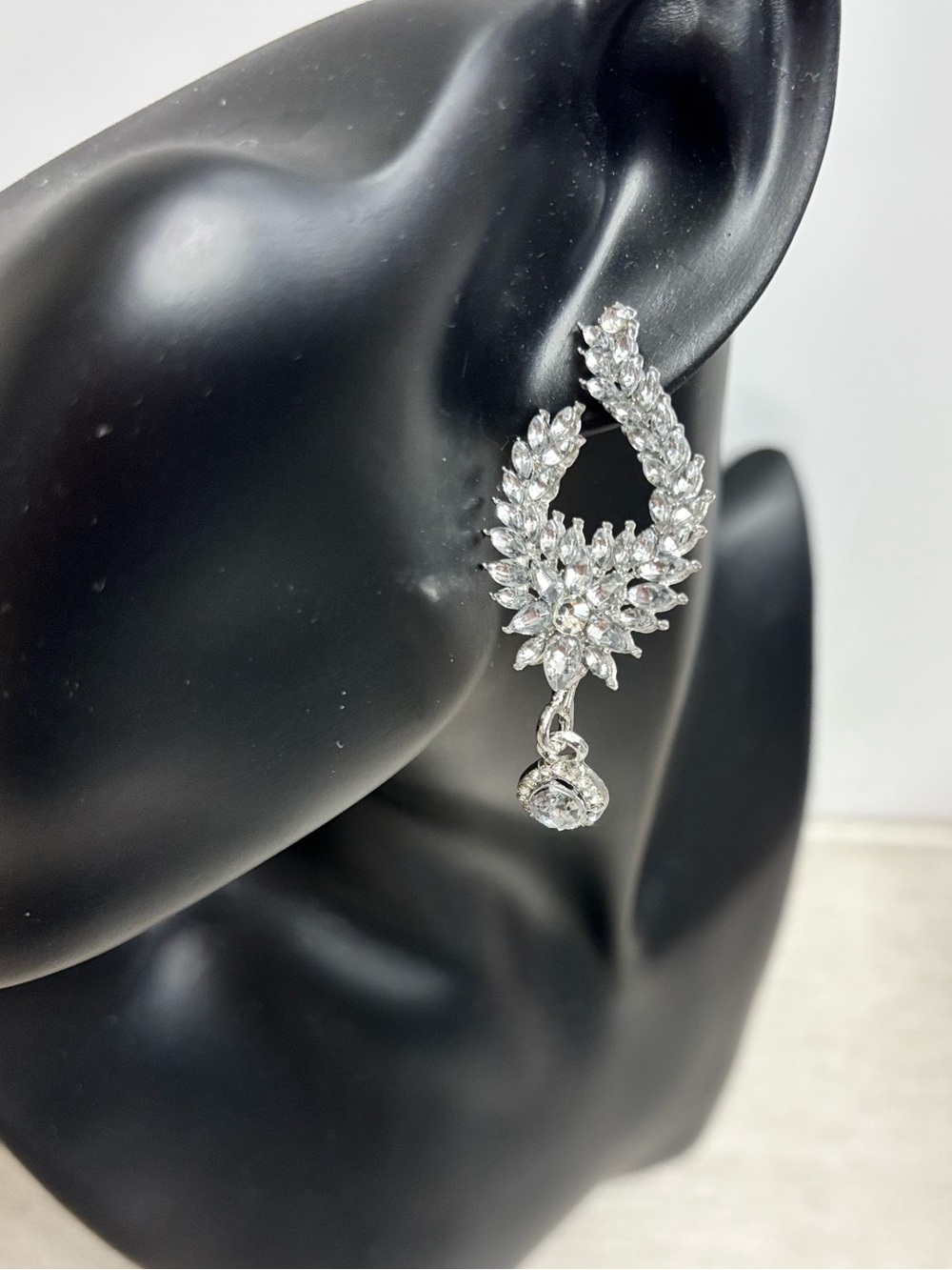 Crystal Drop Dangle Earrings - Silver Tone